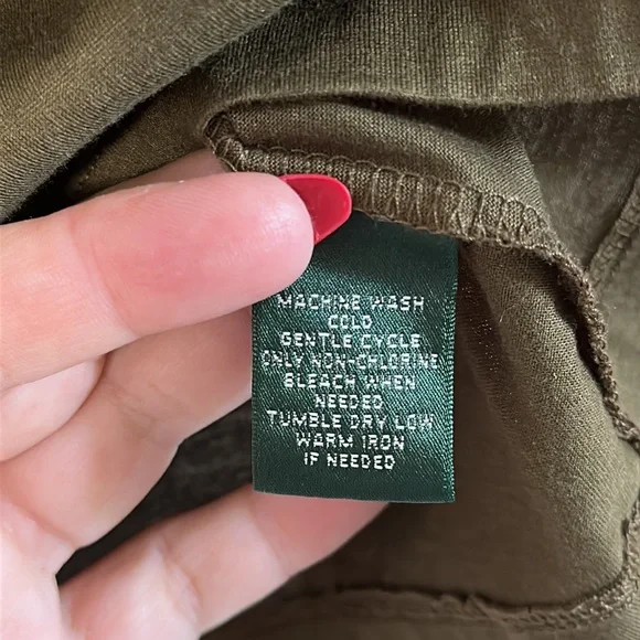 Lauren by Ralph Lauren Olive Green High Neck Ruffle Tank Top XL 100% Cotton - Picture 3 of 6